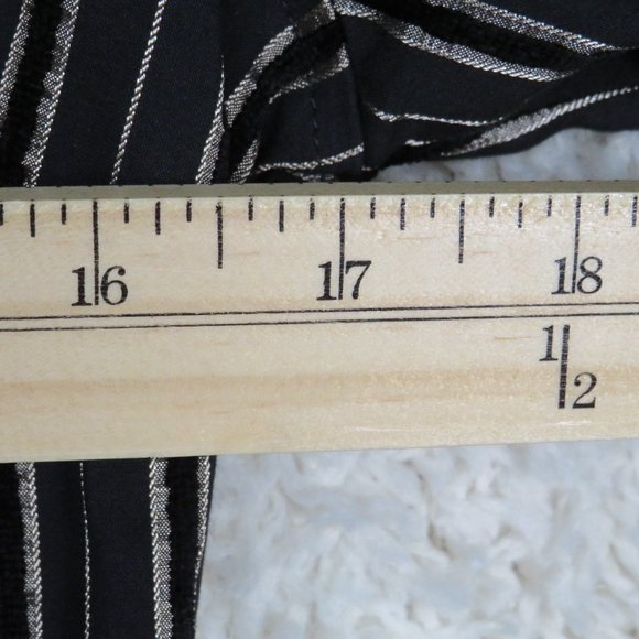 ZARA* Women's Long Sleeve Button Down Shirt Size Large~ Black & Gold Stripes - Picture 7 of 9